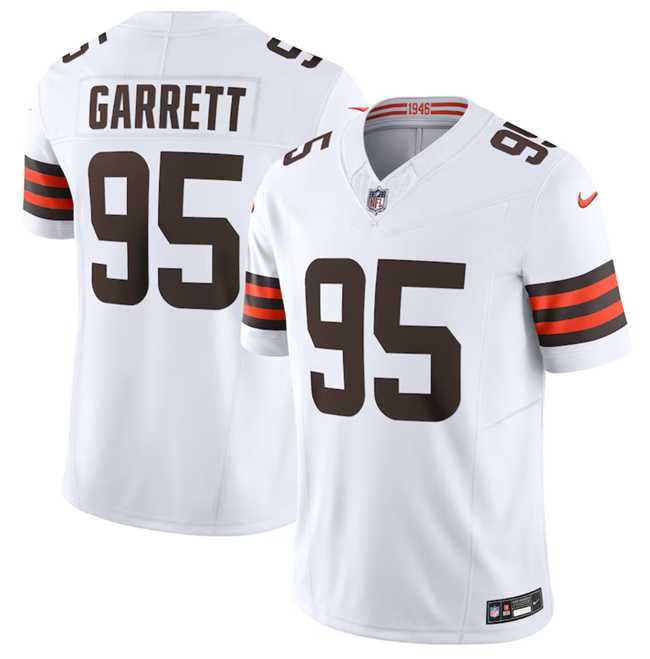 Men & Women & Youth Cleveland Browns #95 Myles Garrett White 2023 F.U.S.E. Vapor Untouchable Limited Football Stitched Jersey